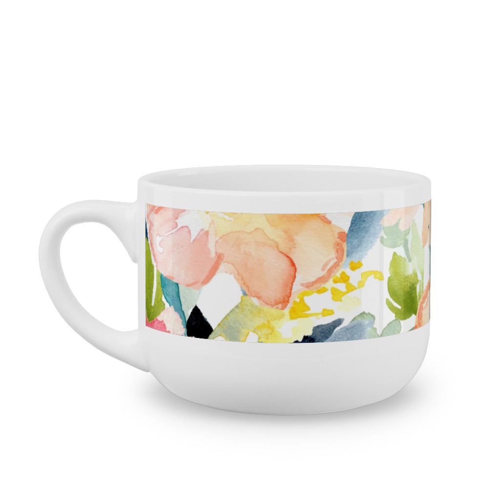 Floral Love Print Latte Mug, White,  , 25oz, Multicolor