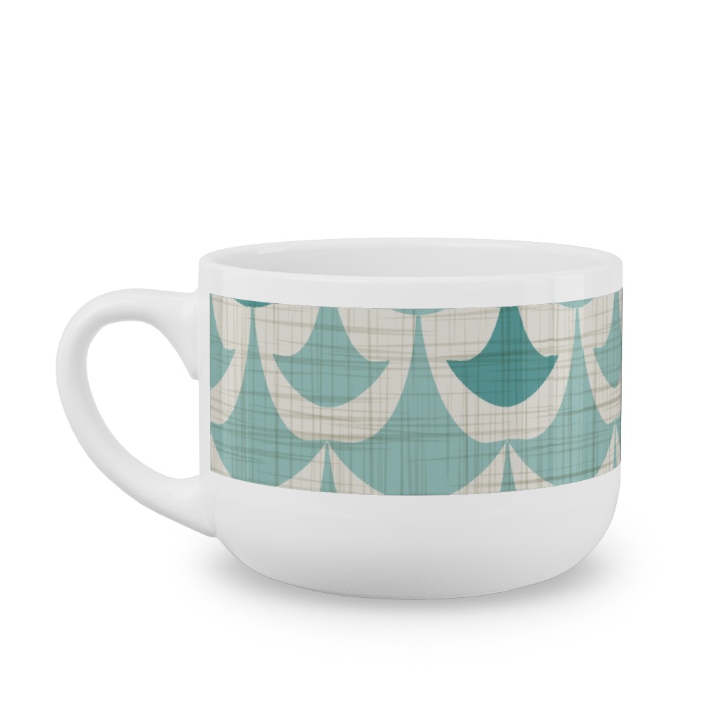 Rhapsody - Beige and Teal Latte Mug, White,  , 25oz, Green