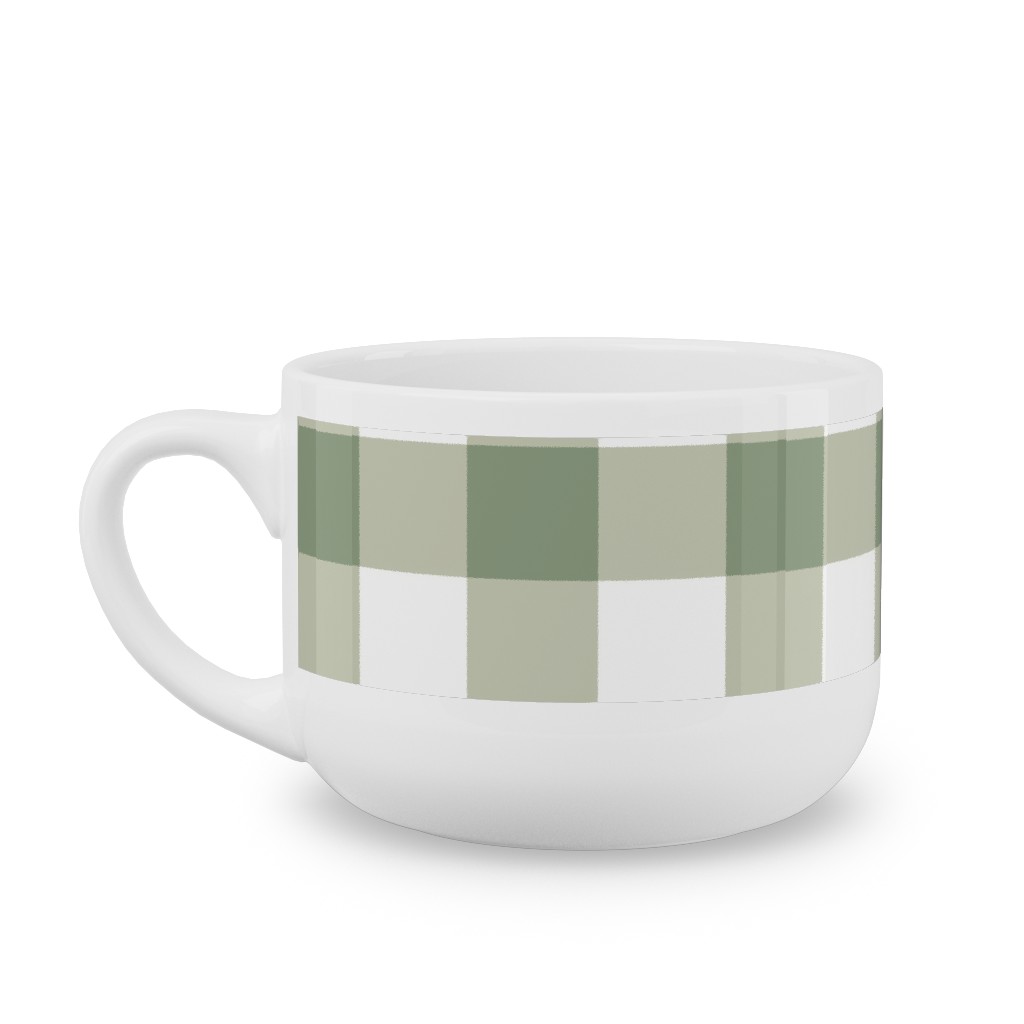 Plaid - Green Latte Mug, White,  , 25oz, Green