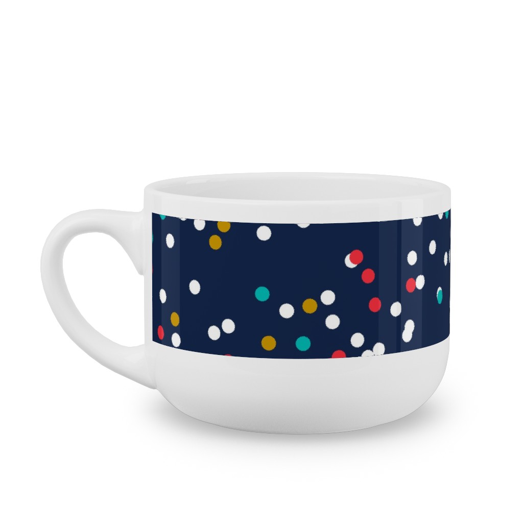 Fun-Fetti - Polka Dot - Navy Blue Latte Mug, White,  , 25oz, Blue