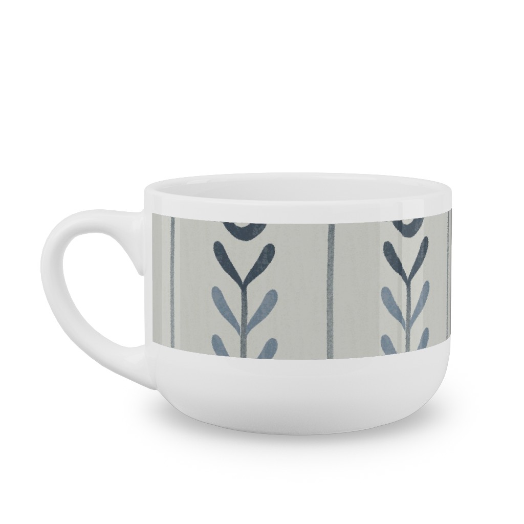 Farmhouse Flowers - Line Art Latte Mug, White,  , 25oz, Blue