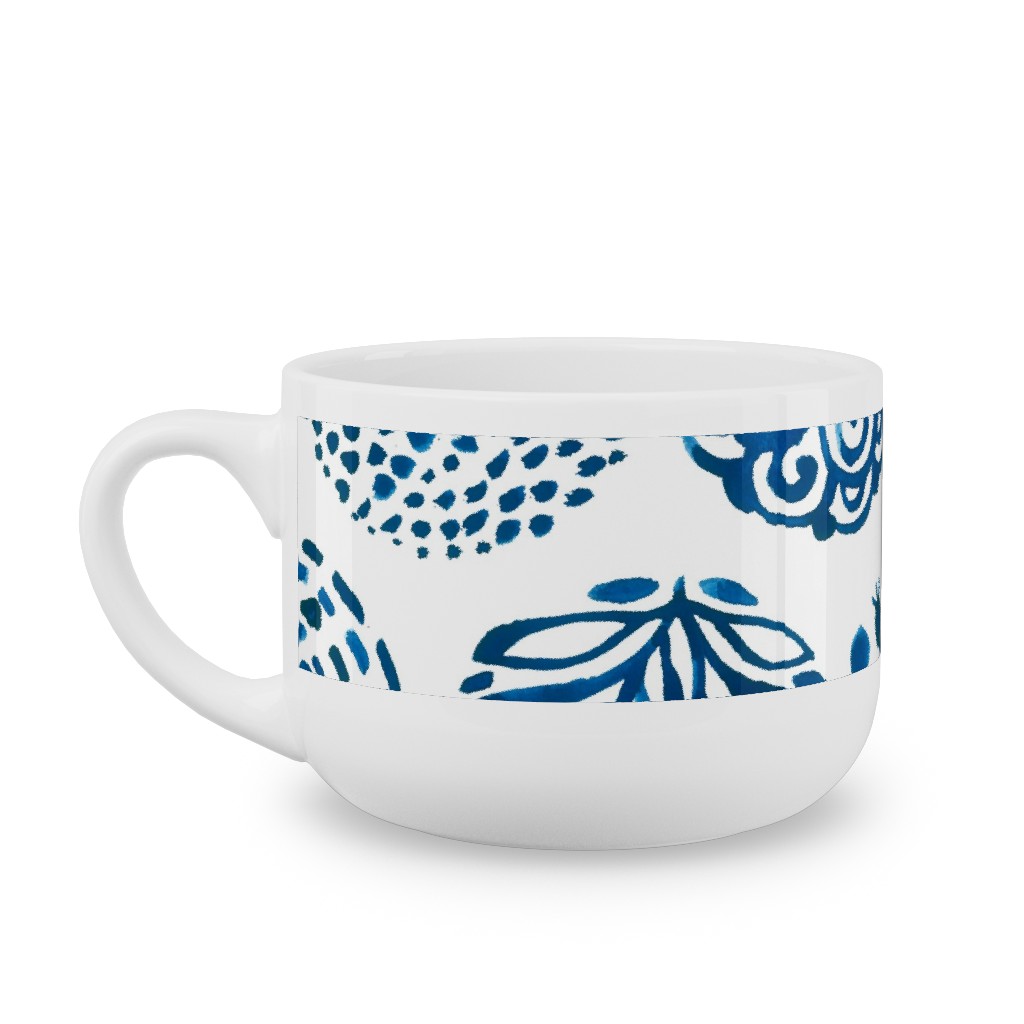Watercolor Circles of Nature - Blue Latte Mug, White,  , 25oz, Blue