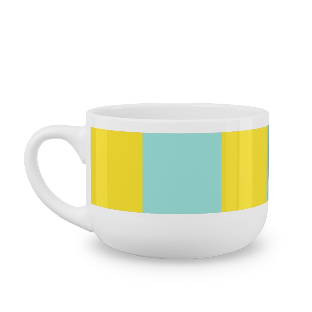 Vertical Stripes Latte Mug, White,  , 25oz, Blue