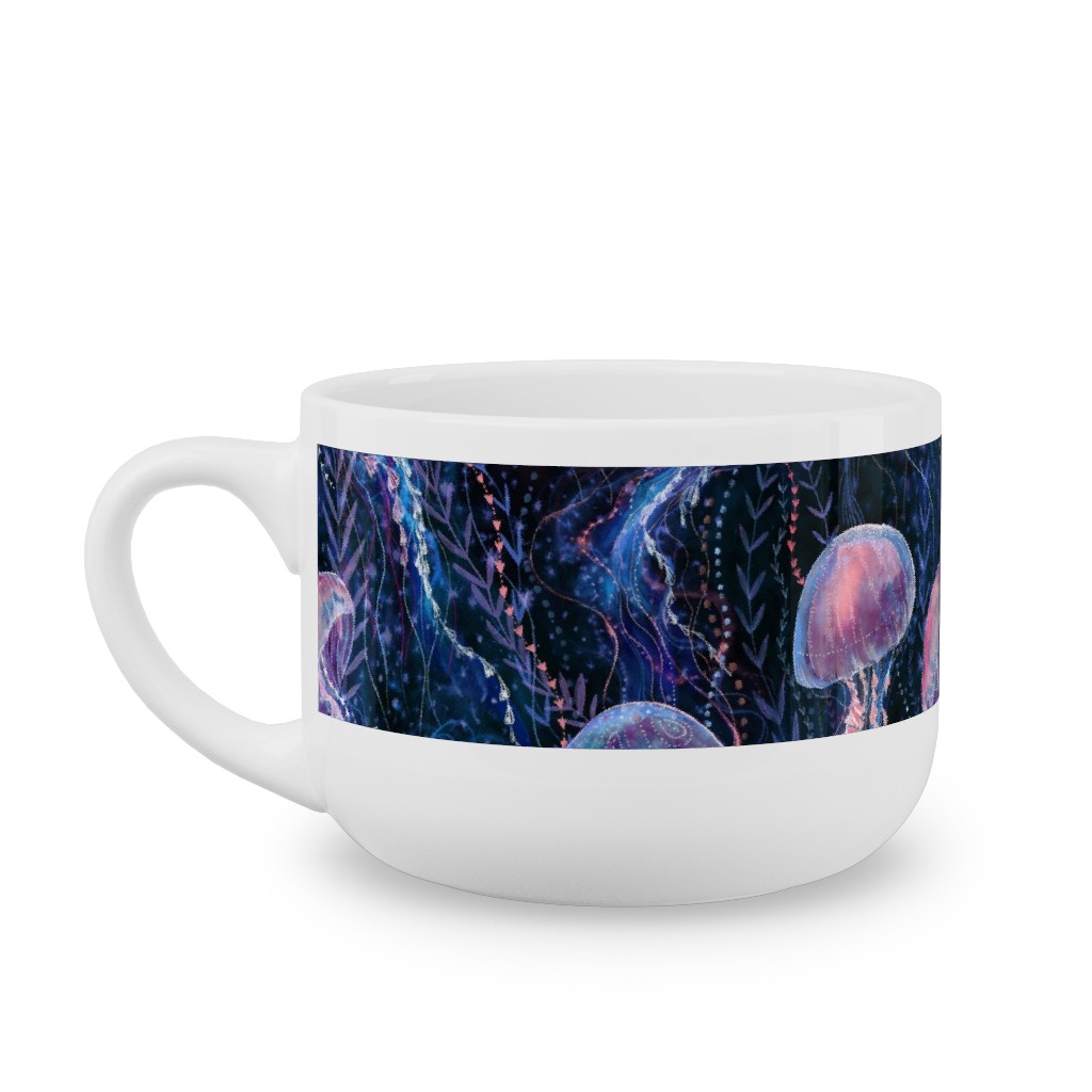 Magic Jellyfish Watercolor Latte Mug, White, , 25oz, Blue, True Blue