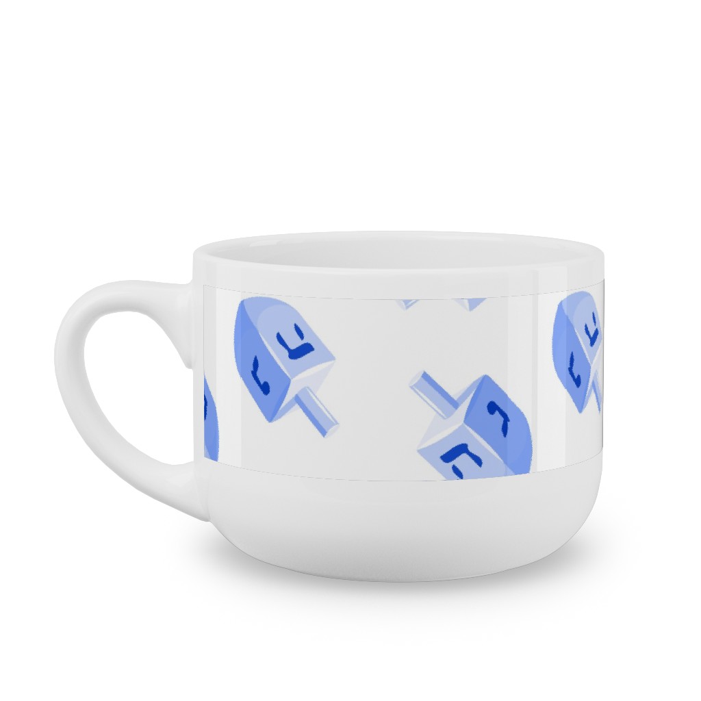 Dreidels Latte Mug, White, , 25oz, Blue, Blue Bonnet