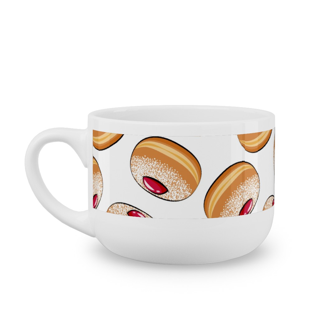 Sufganiyot (Jelly Doughnuts) - on White Latte Mug, White,  , 25oz, Multicolor