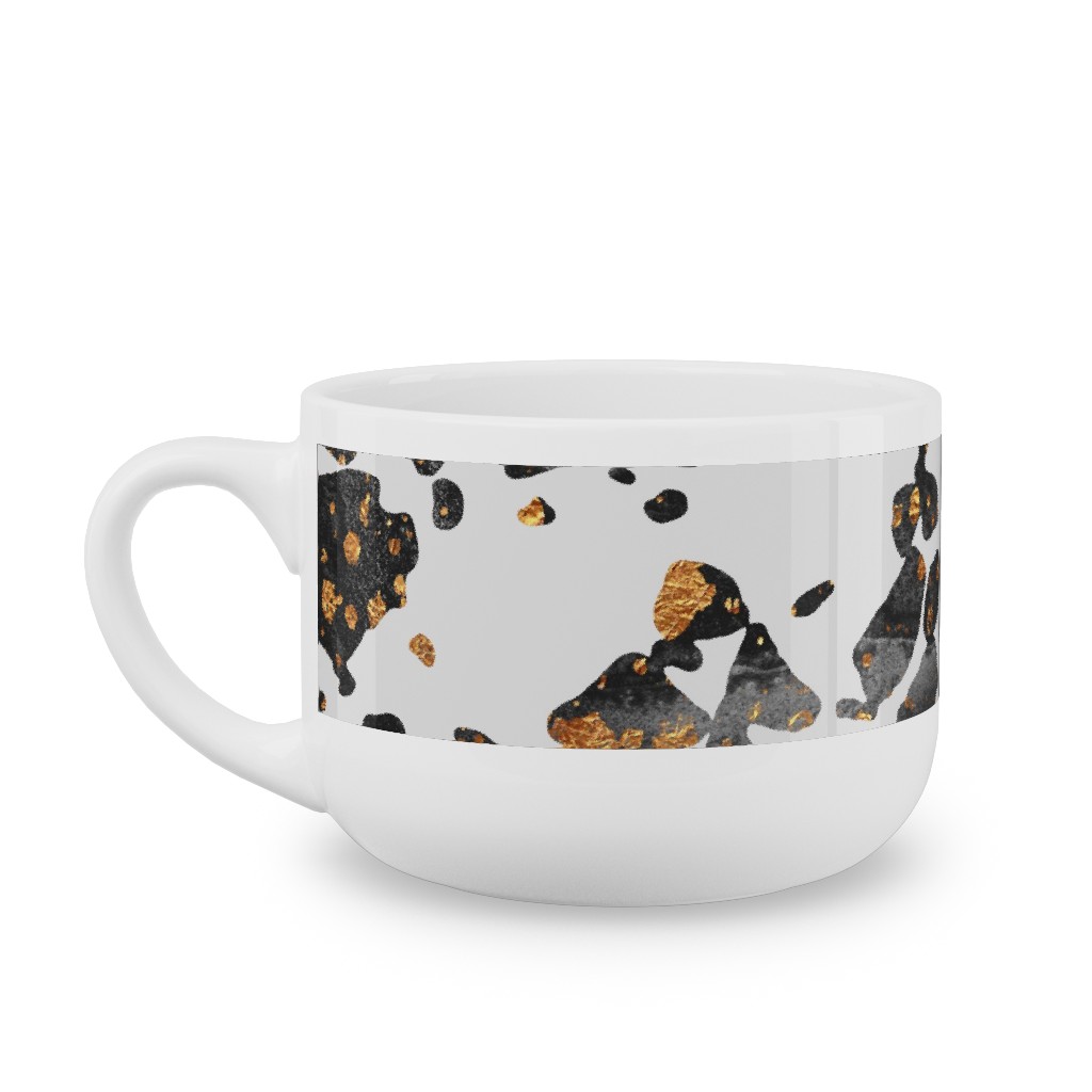 Gold Speckled Terrazzo Latte Mug, White,  , 25oz, Black