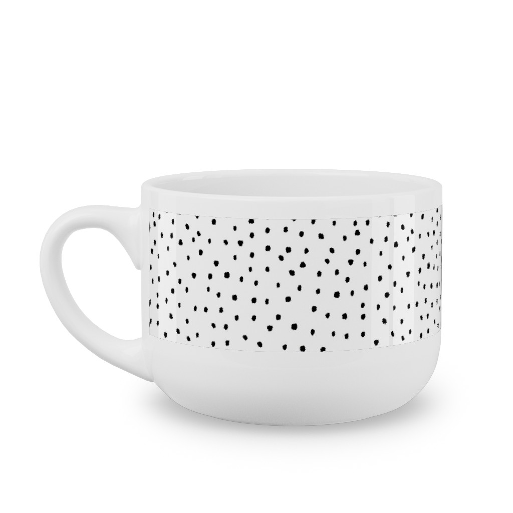 Tiny Dot - Black + White Latte Mug, White,  , 25oz, White
