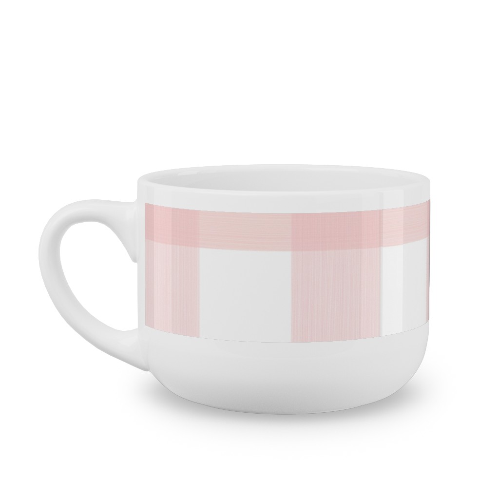 Cross Hatch Plaid Latte Mug, White,  , 25oz, Pink