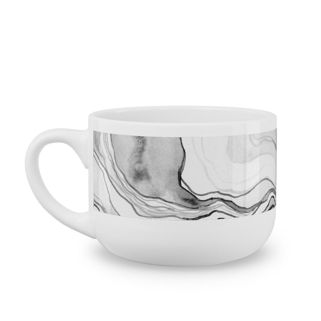 Watercolor Marble Latte Mug, White,  , 25oz, Gray