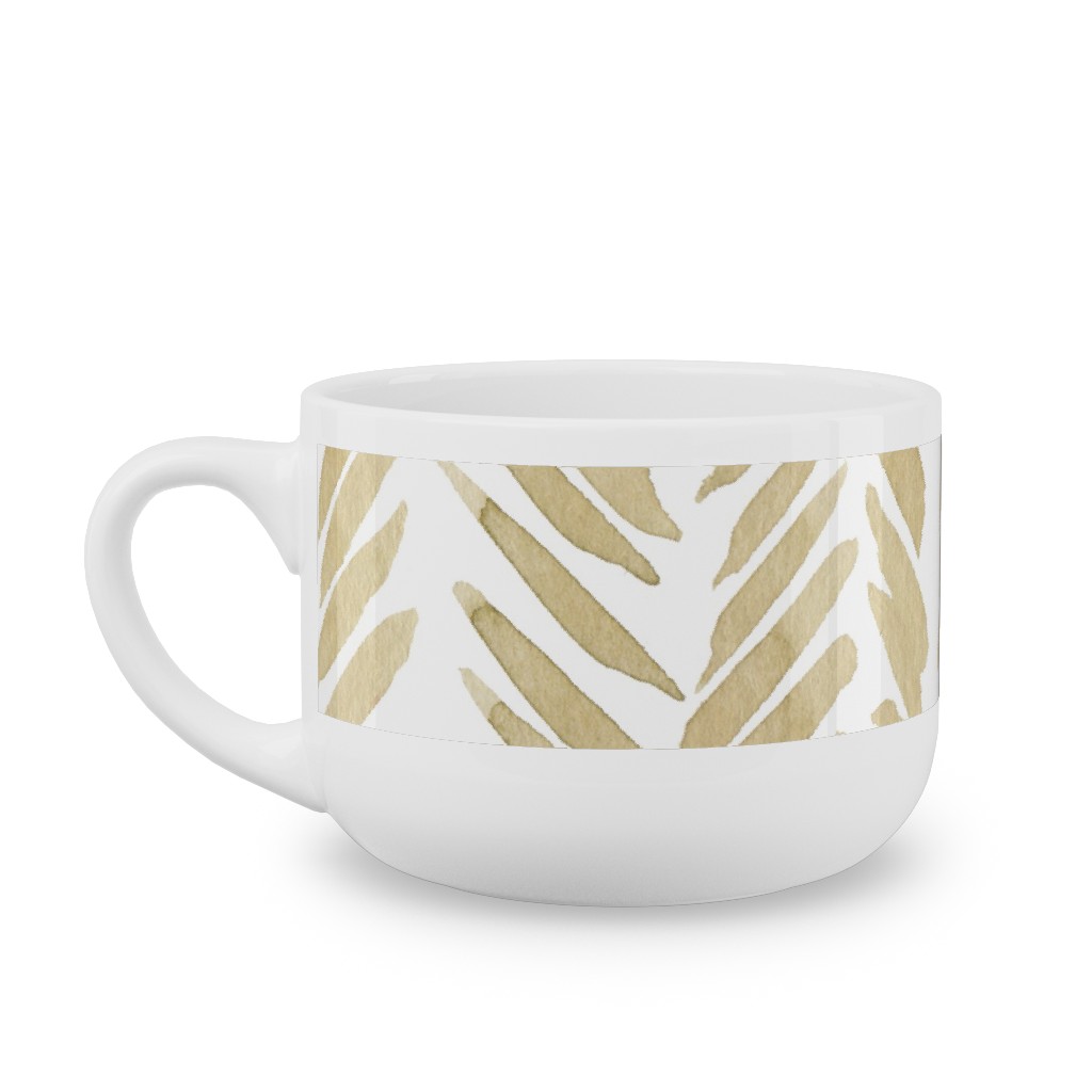 Leaf - Gold Latte Mug, White,  , 25oz, Yellow