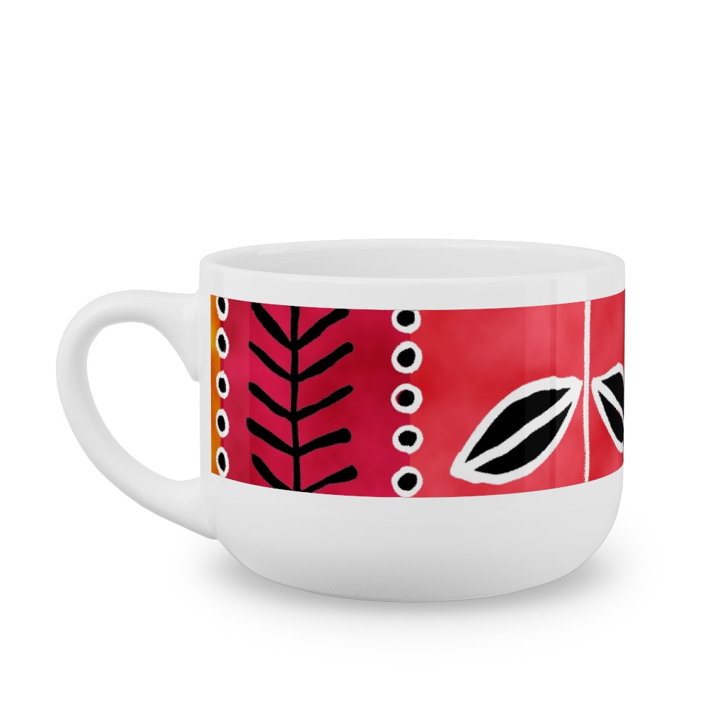 Ribbons Latte Mug, White,  , 25oz, Red