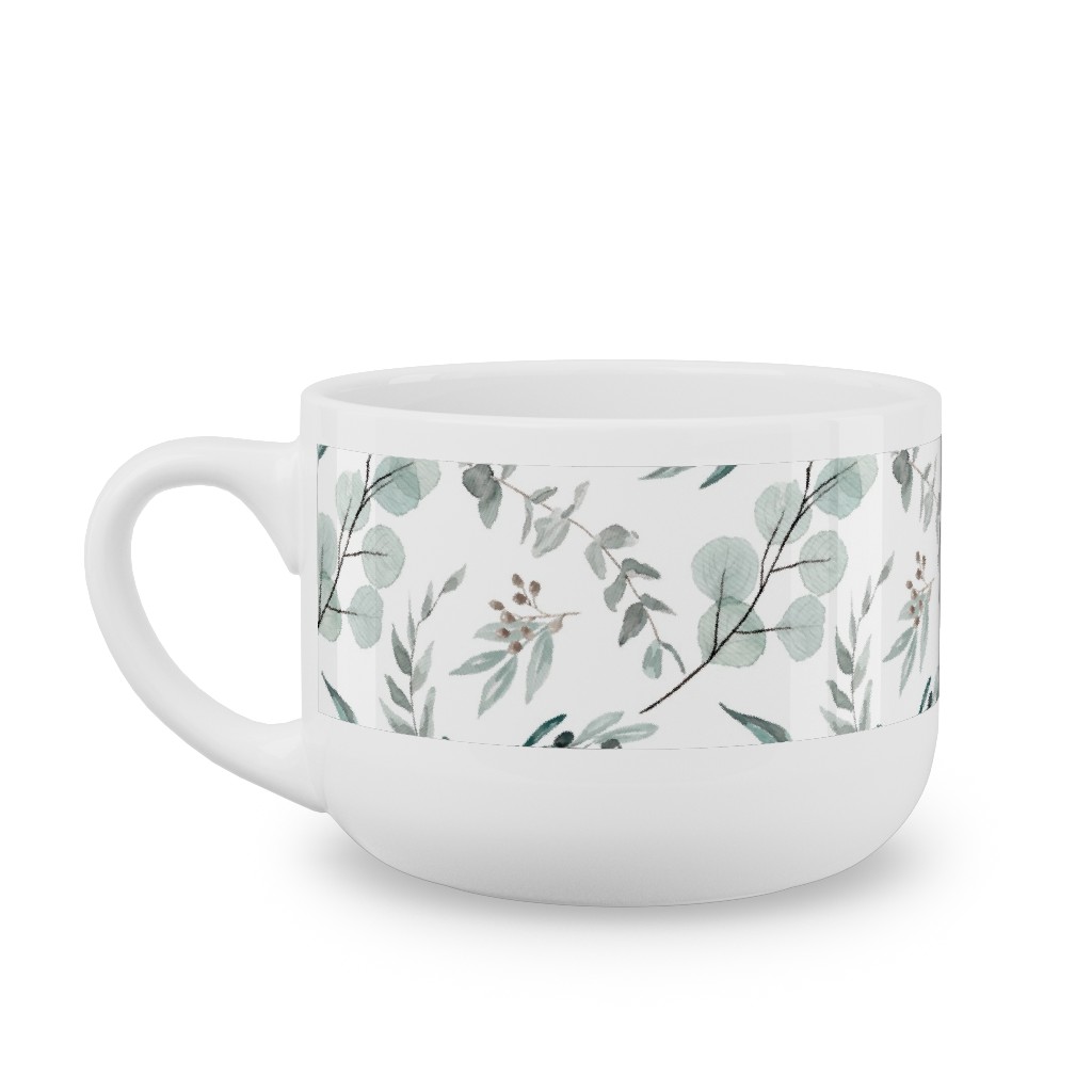 Eucalyptus Leaves - Australiana Botanical Latte Mug, White, , 25oz, Green, Classic Green