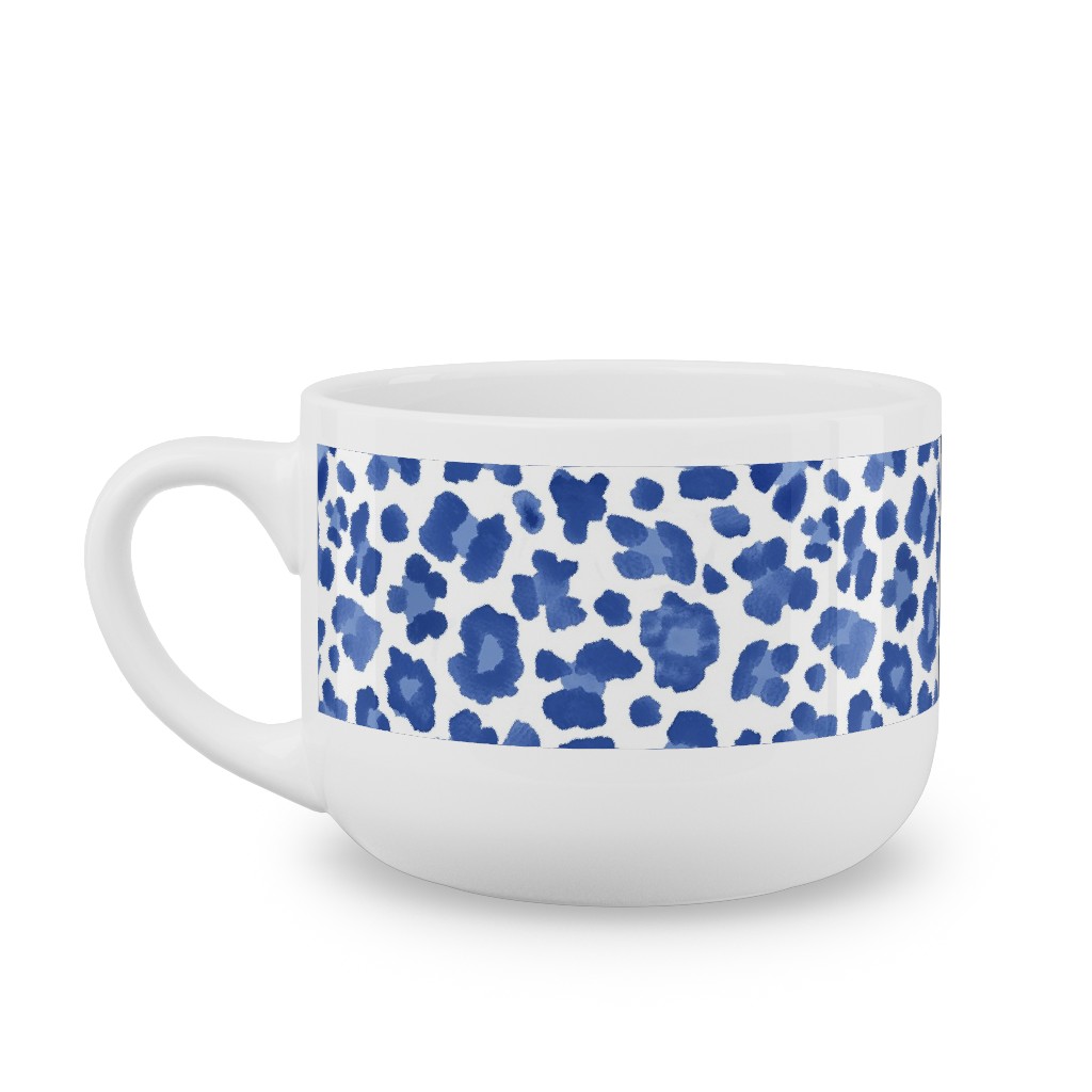 Leopard Pattern Print Latte Mug, White,  , 25oz, Blue
