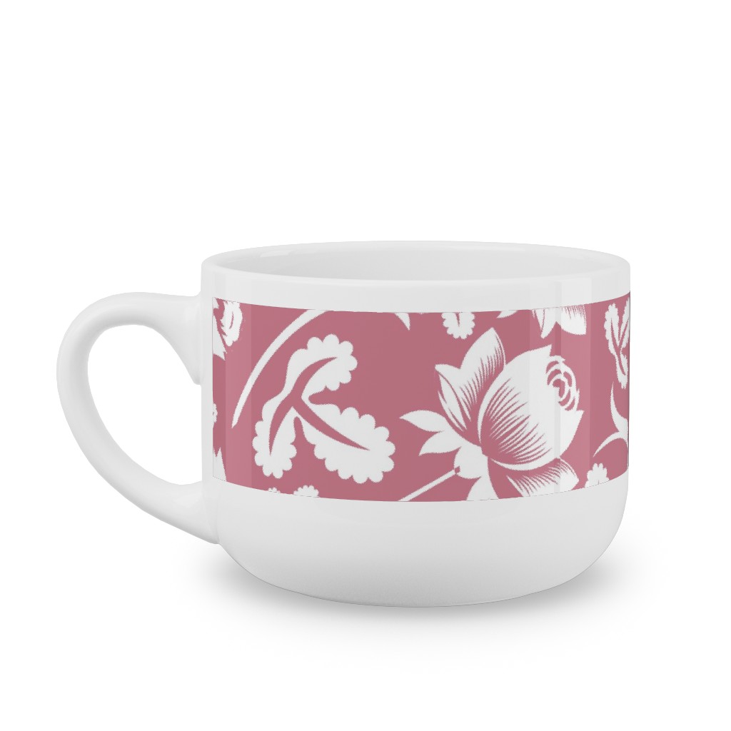 Lovely Rose Flower - Pink and White Latte Mug, White,  , 25oz, Pink