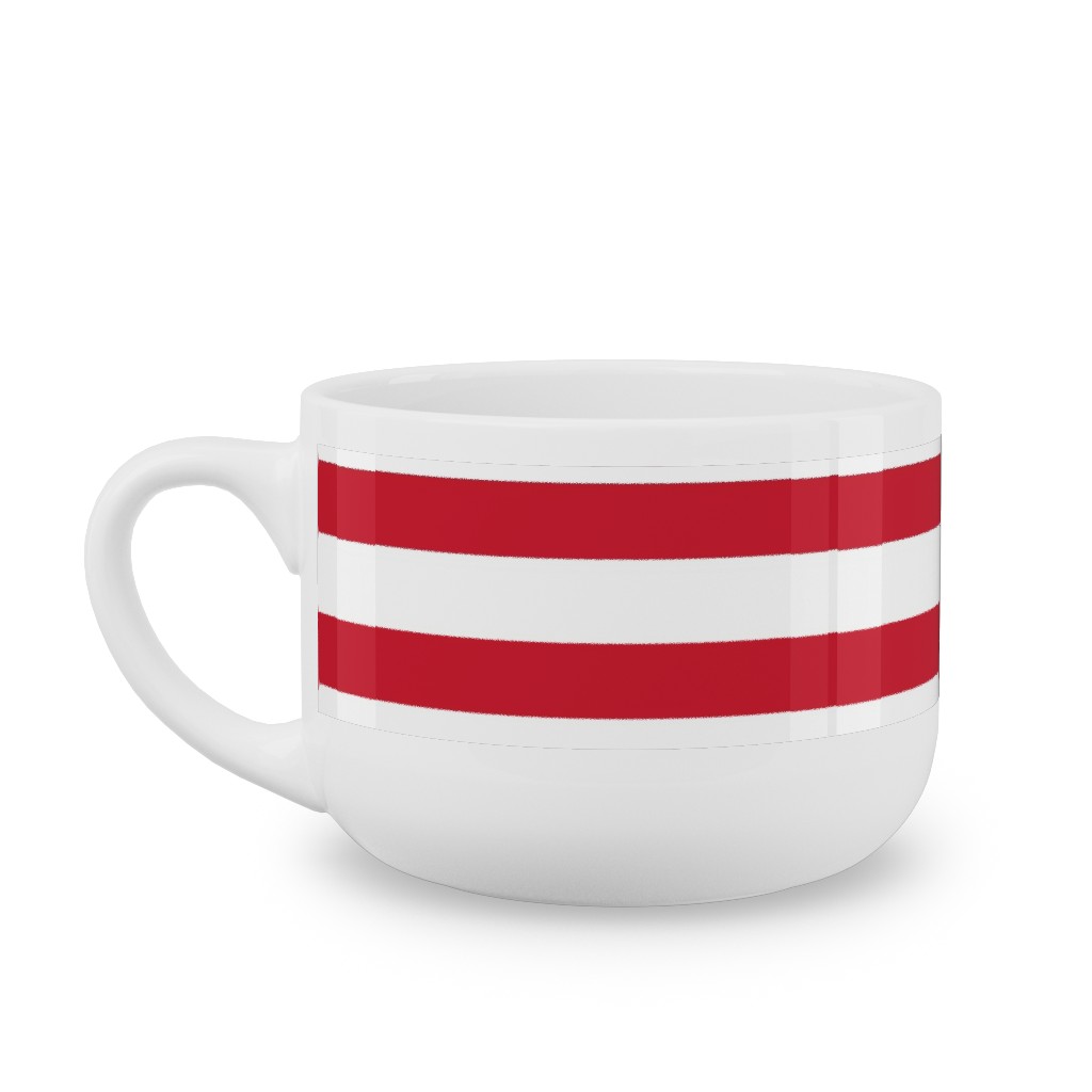 Stripes - Red and White Latte Mug, White, , 25oz, Red, Red