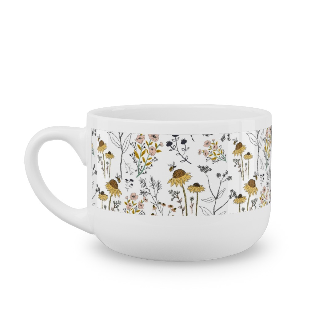 Bee Nice To Me Latte Mug, White, , 25oz, Yellow, Classic Yellow