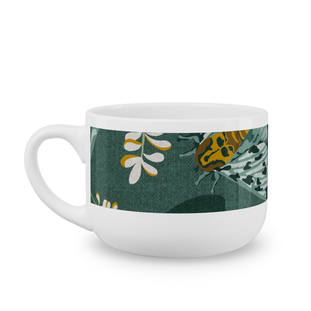 Gathering Moths - Green Latte Mug, White,  , 25oz, Green
