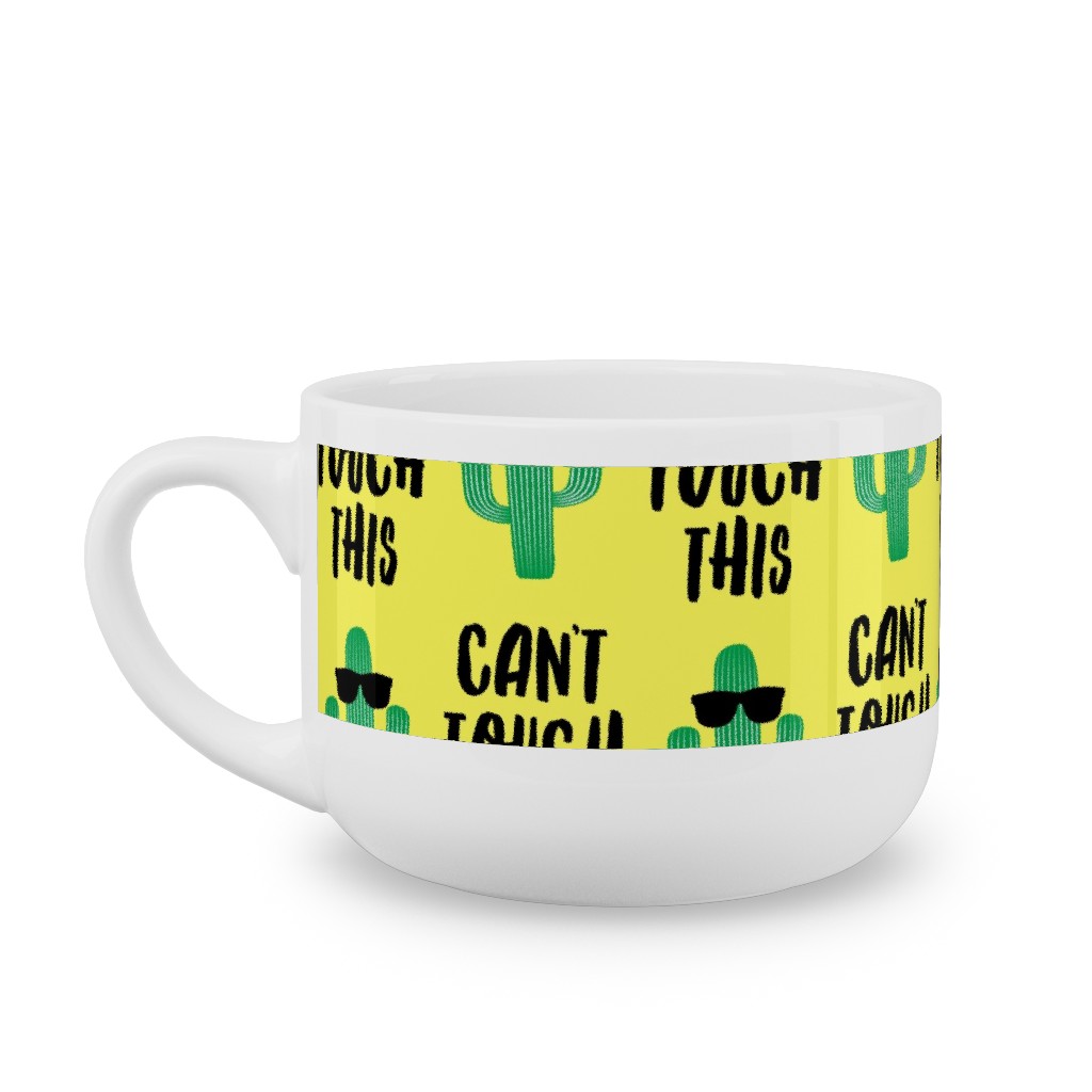 Can't Touch This - Cactus With Sunnies - Yellow Latte Mug, White, , 25oz, Yellow, Classic Yellow