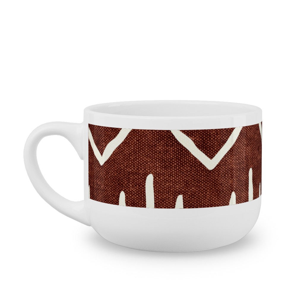 Diamond Mud Cloth Latte Mug, White,  , 25oz, Brown