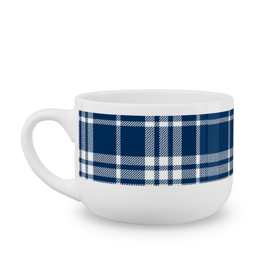 Tartan Check Latte Mug, White, , 25oz, Blue, Imperial