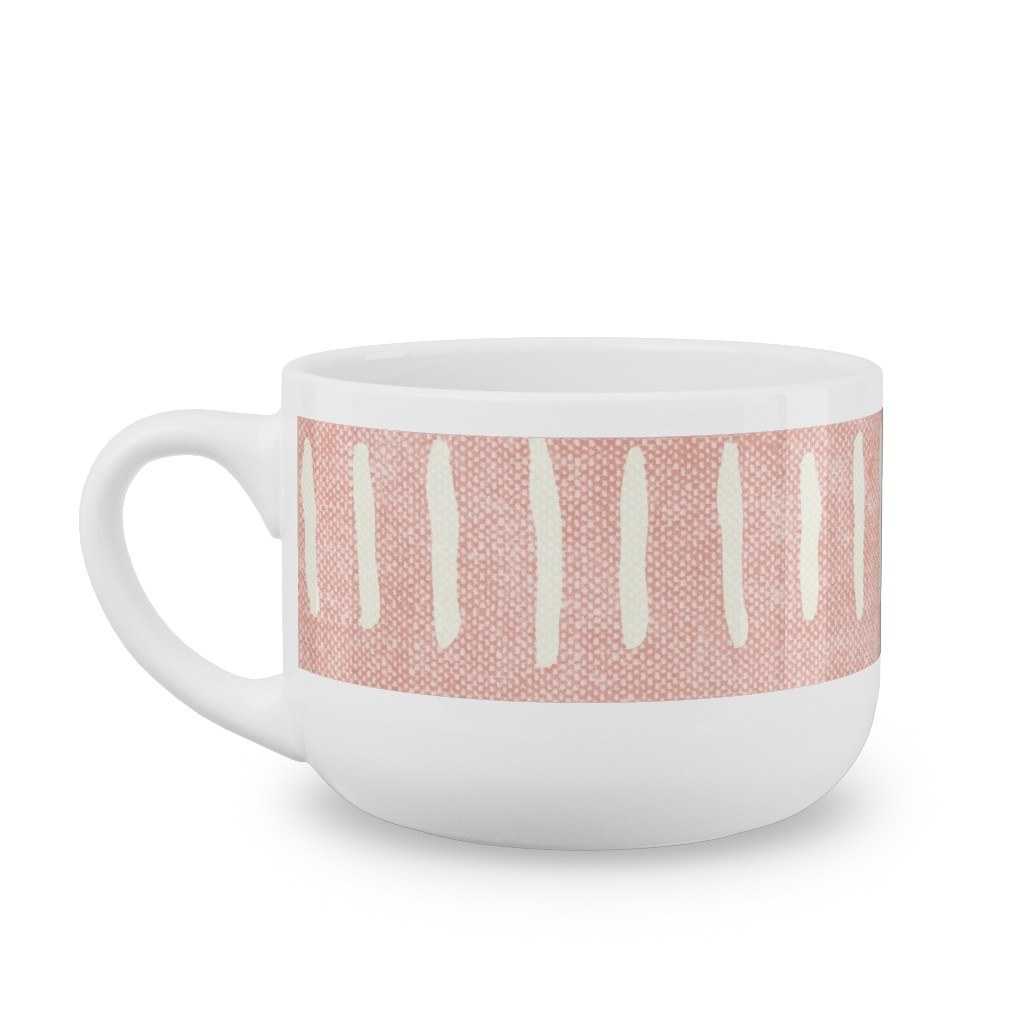 Dash Dot Stripes Latte Mug, White,  , 25oz, Pink
