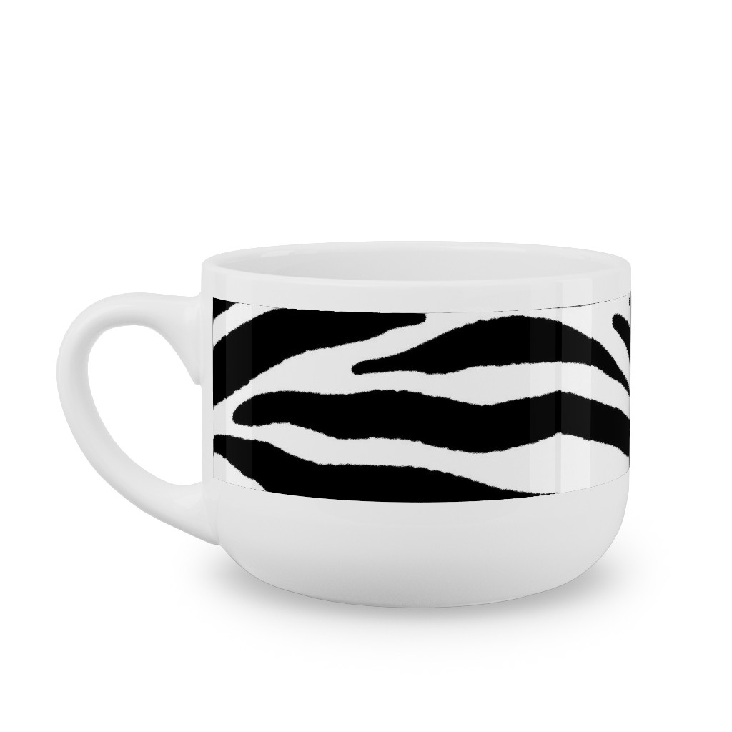Zebra Print - Black and White Latte Mug, White,  , 25oz, Black