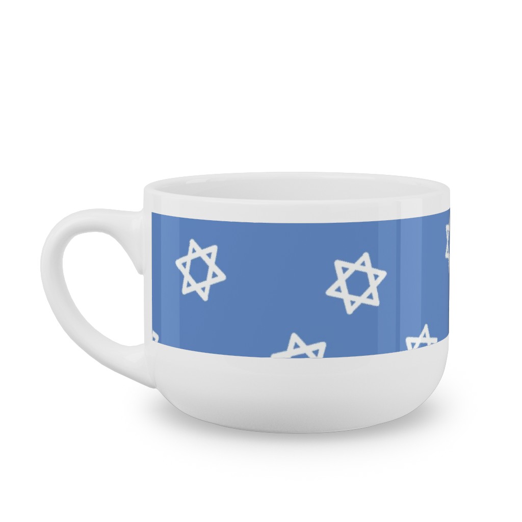Star of David - White & Blue Latte Mug, White,  , 25oz, Blue
