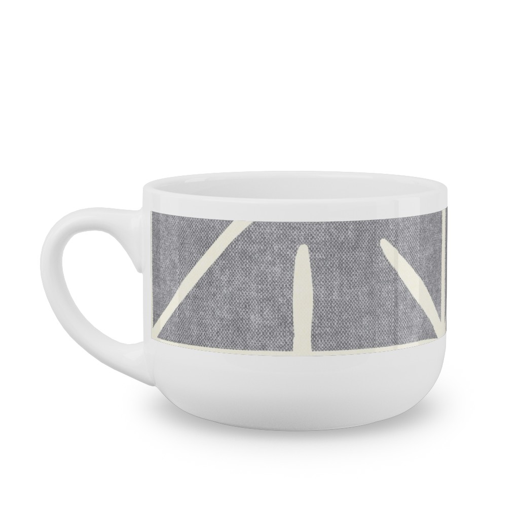 Geometric Triangles - Distressed - Grey Latte Mug, White,  , 25oz, Gray