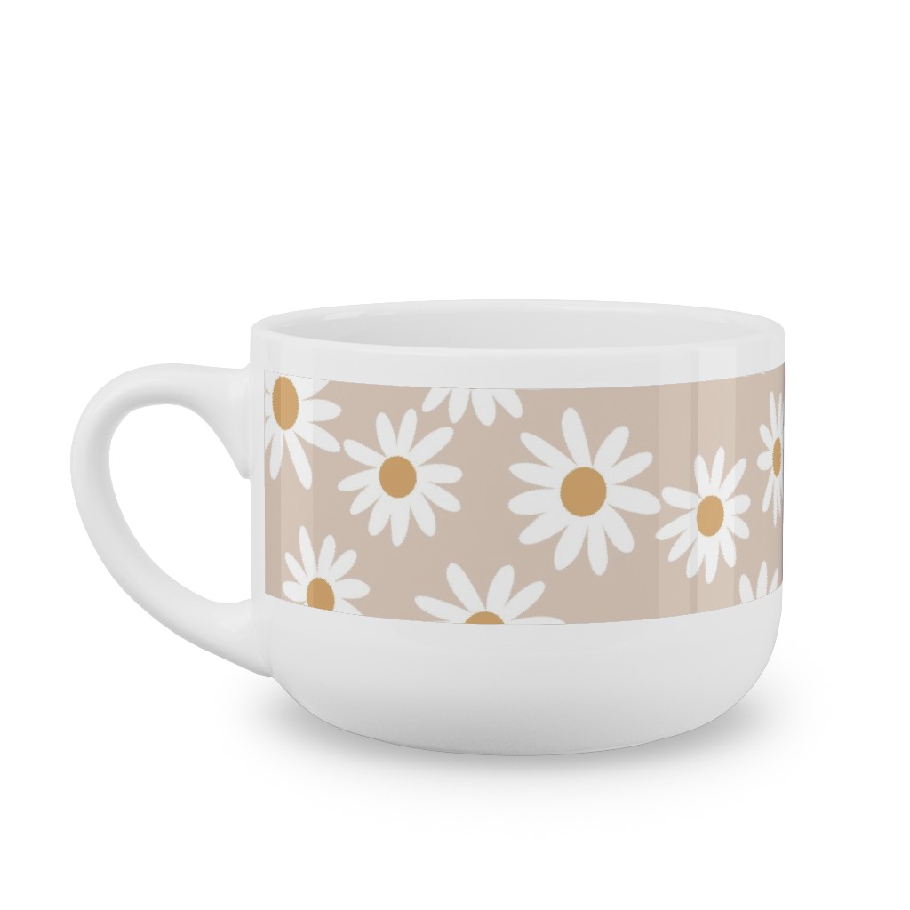 Daisies Latte Mug, White, , 25oz, Pink, Pearl