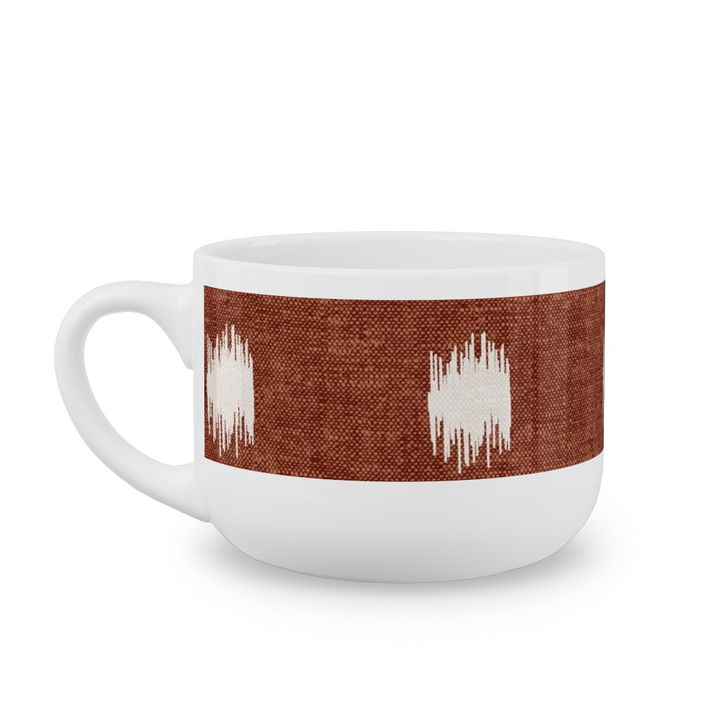 Ikat Polka Dots - Rust Latte Mug, White,  , 25oz, Red