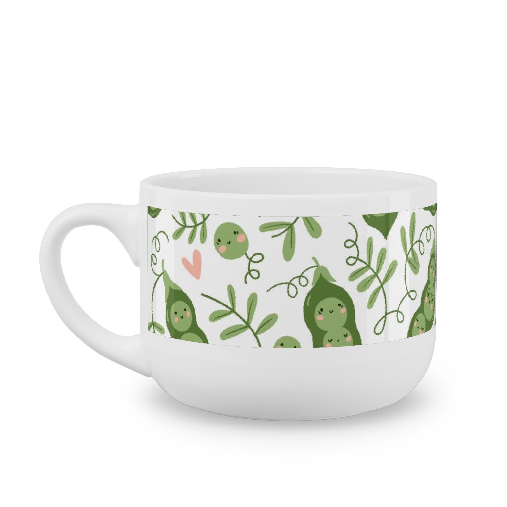 Cute Peas - Green Latte Mug, White,  , 25oz, Green