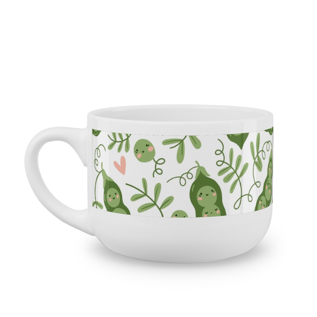 Cute Peas - Green Latte Mug, White, , 25oz, Green, Classic Green