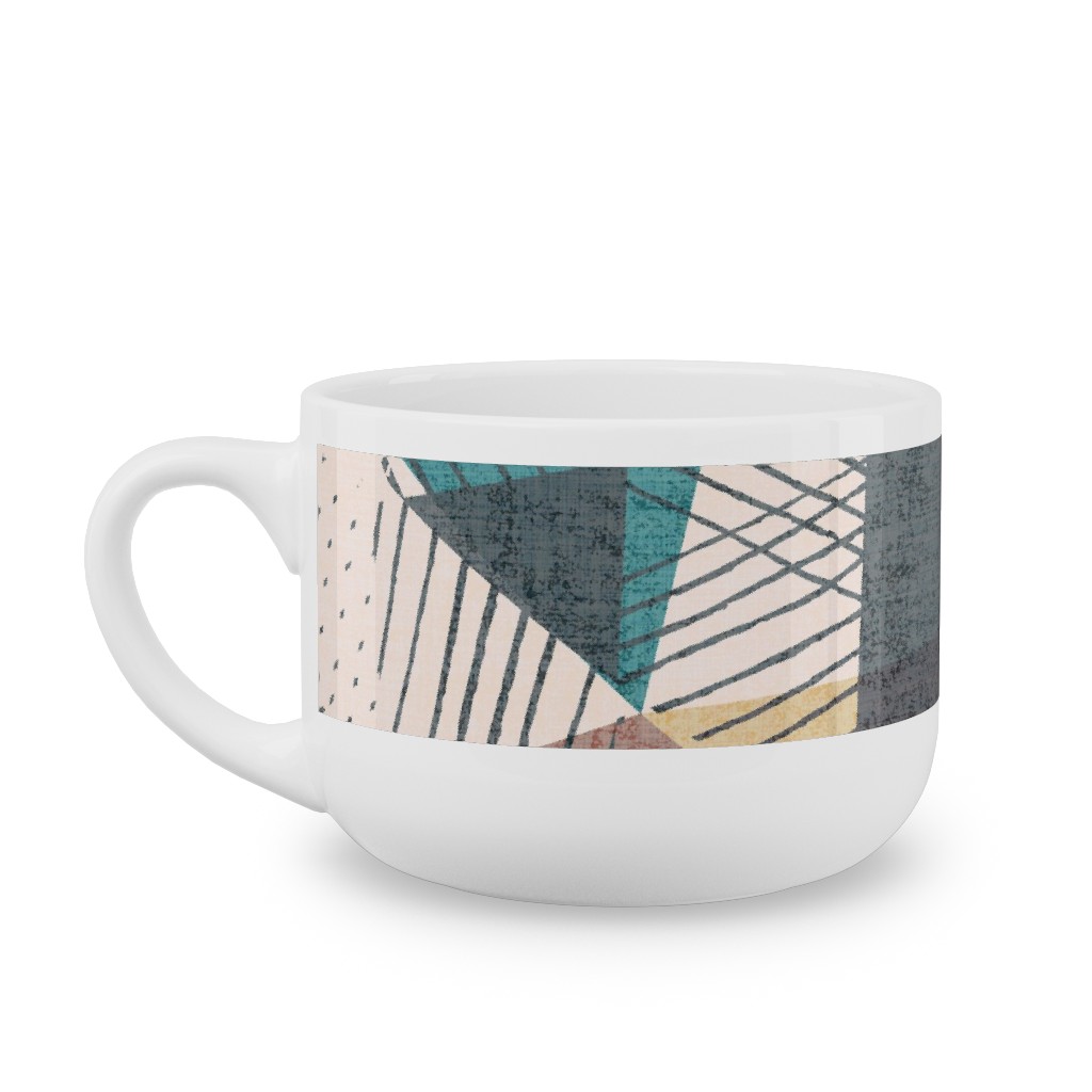 Abstract Geometic - Multi Latte Mug, White,  , 25oz, Multicolor