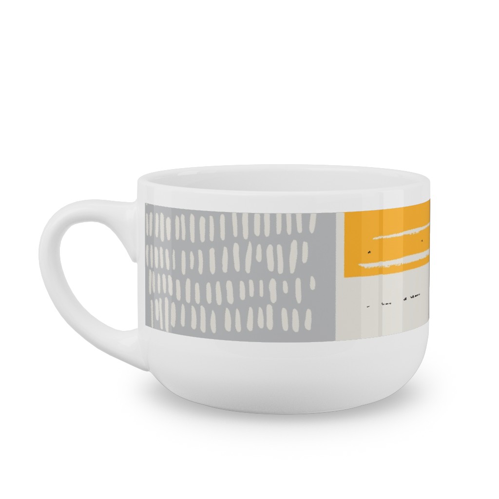 Textured Color Blocks - Multi Latte Mug, White, , 25oz, Multicolor