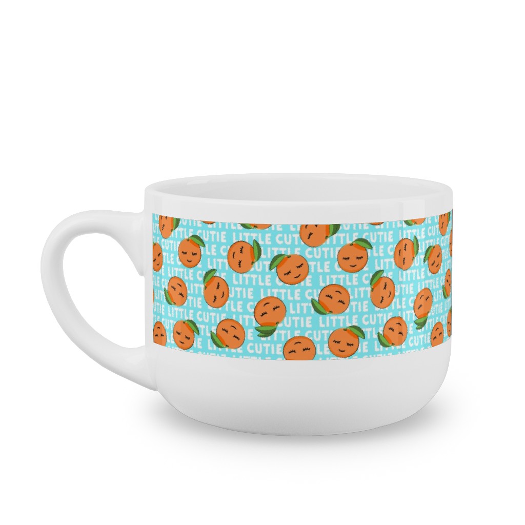 Little Cutie - Happy Oranges - Blue Travel Mug with Handle