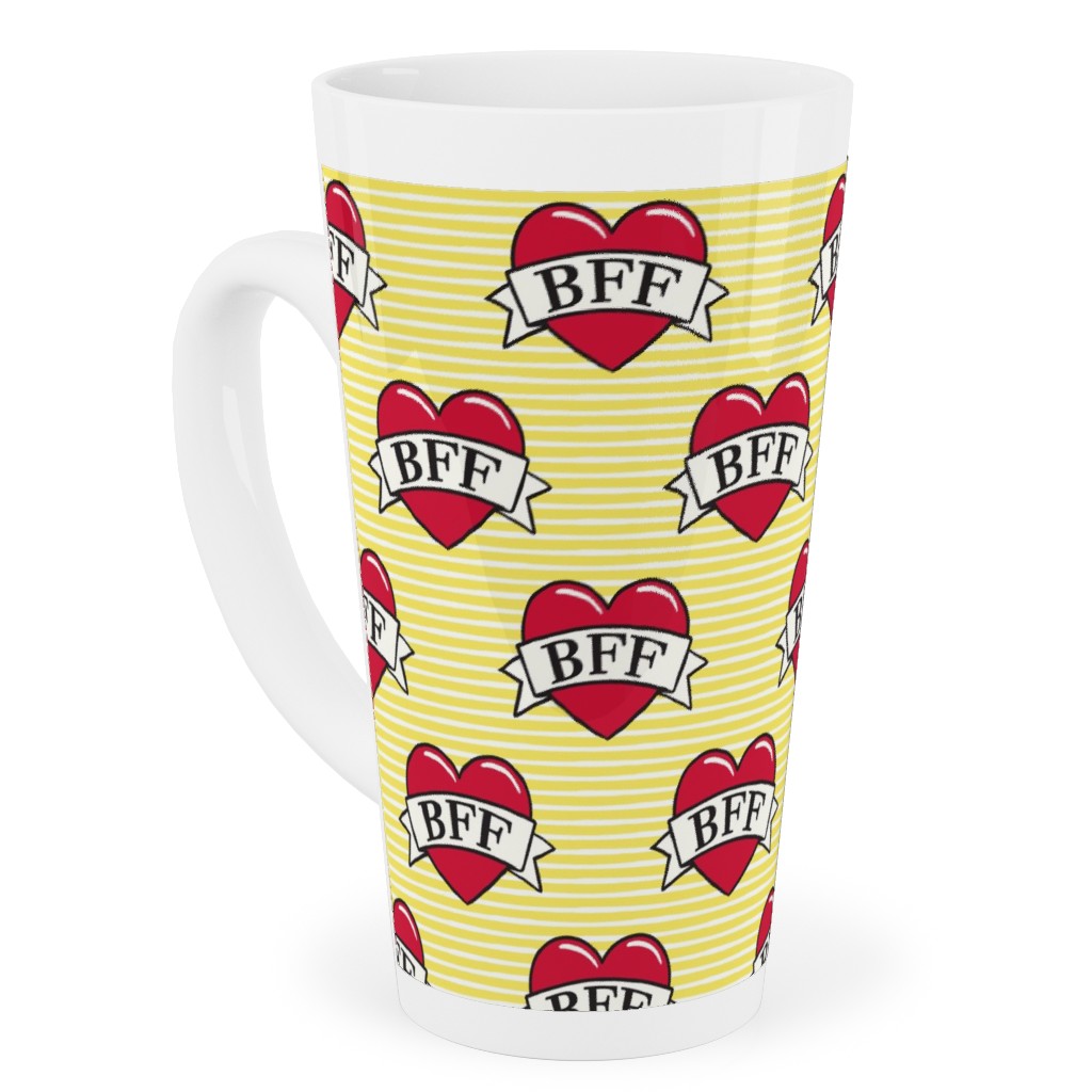 Bff Heart Tattoo Tall Latte Mug, 17oz, Yellow