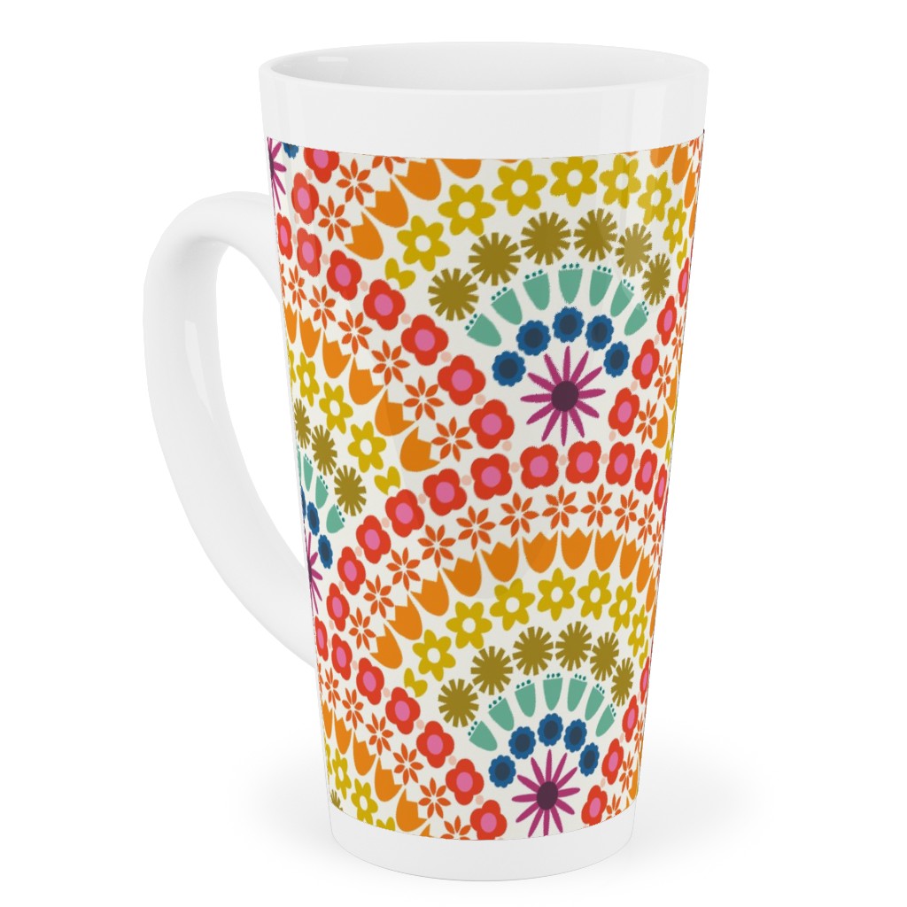 Rainbow Flower Scallops - Multi Tall Latte Mug, 17oz, Multicolor
