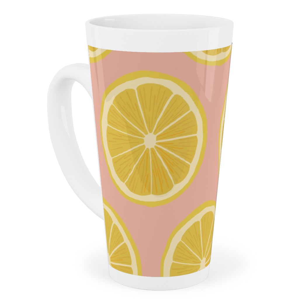 Lemon - Pink Tall Latte Mug, 17oz, Pink, Bright Pink