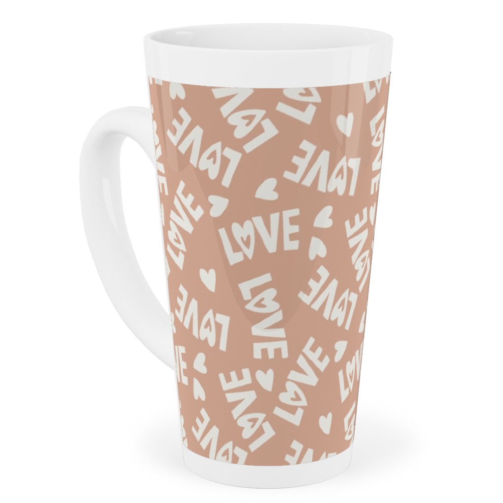Retro Love - Muted Pink Tall Latte Mug, 17oz, Pink, Bright Pink