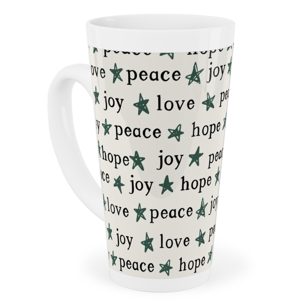 Peace Love Hope Joy - Beige Tall Latte Mug, 17oz, Beige