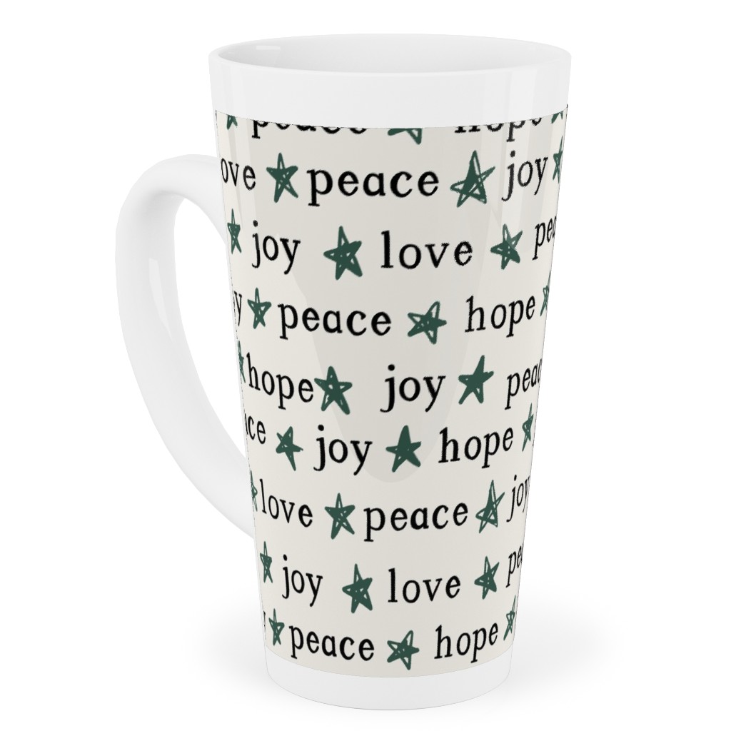 Peace Love Hope Joy - Beige Tall Latte Mug, 17oz, Beige