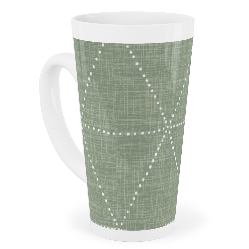 Boho Triangles - Sage Tall Latte Mug, 17oz, Green