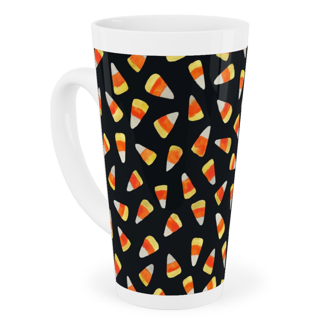 Watercolor Candy Corn - Black Tall Latte Mug, 17oz, Black