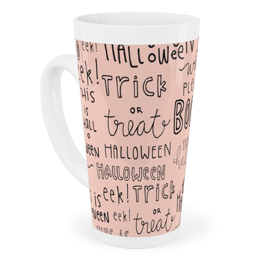 Halloween Words - Black Tall Latte Mug, 17oz, Pink, Bright Pink