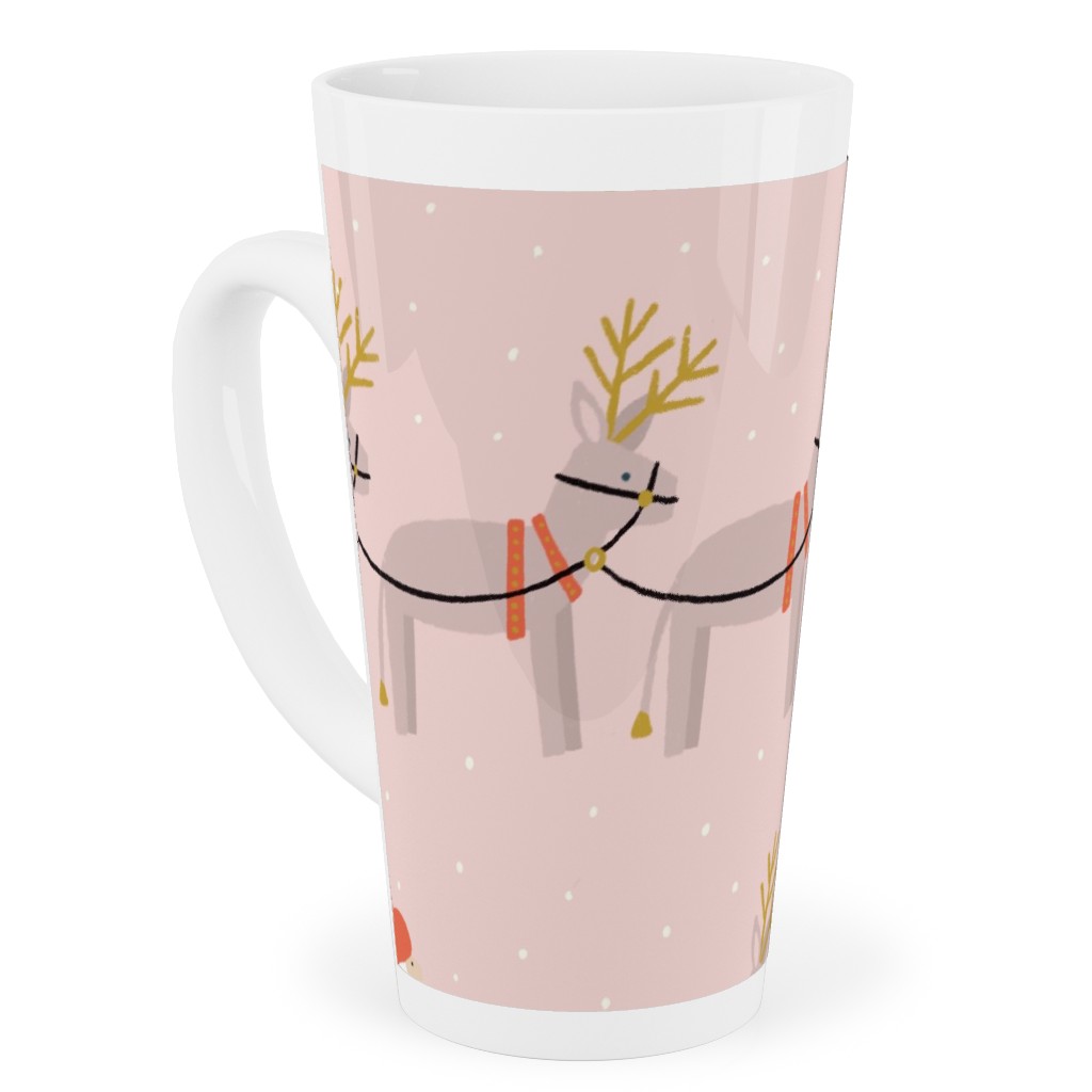 Santa Claus Tall Latte Mug, 17oz, Pink, Ballet Slipper