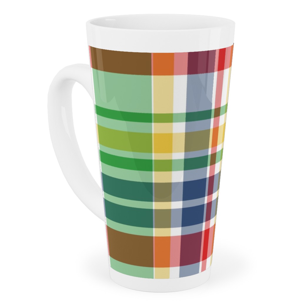 Plaid - Multi Bright Tall Latte Mug, 17oz, Multicolor