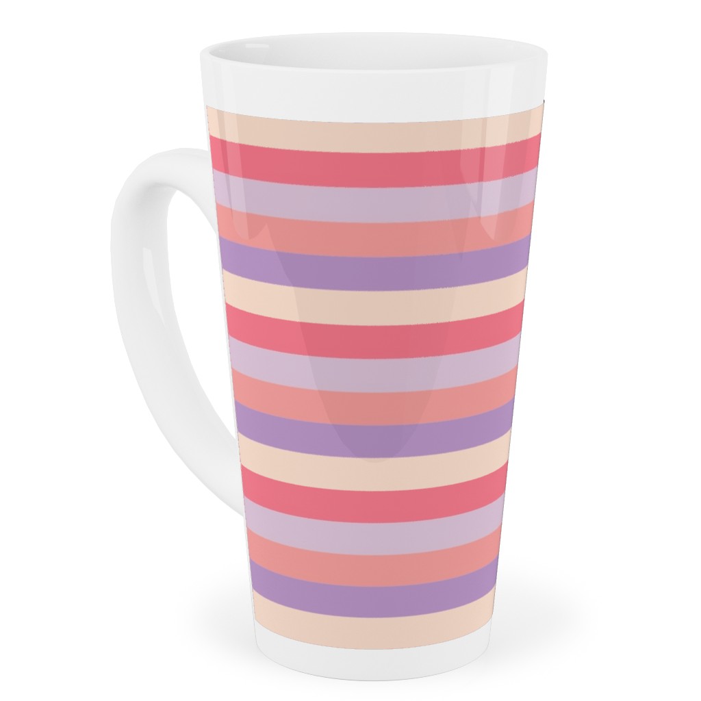 Lavender and Pink Stripe Tall Latte Mug, 17oz, Multicolor