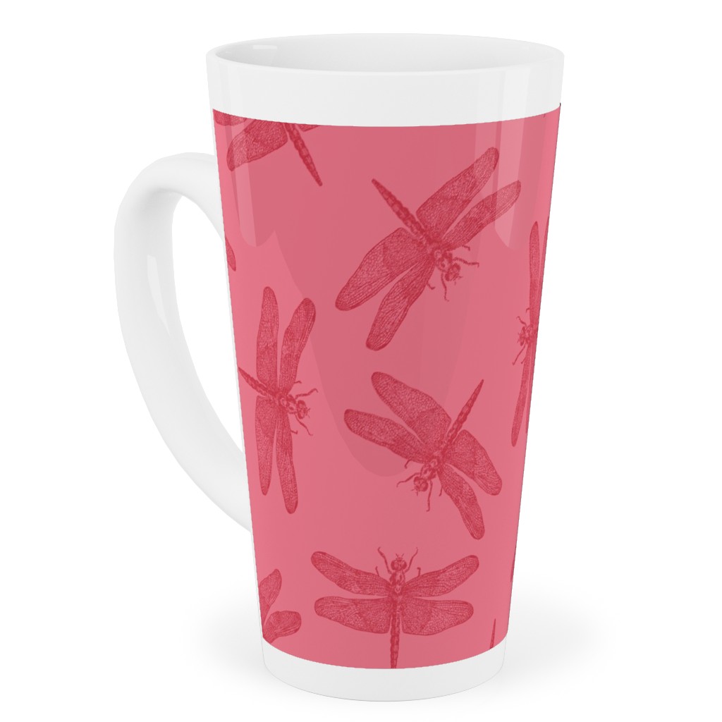 Vintage Dragonfly - Pink Tall Latte Mug, 17oz, Pink
