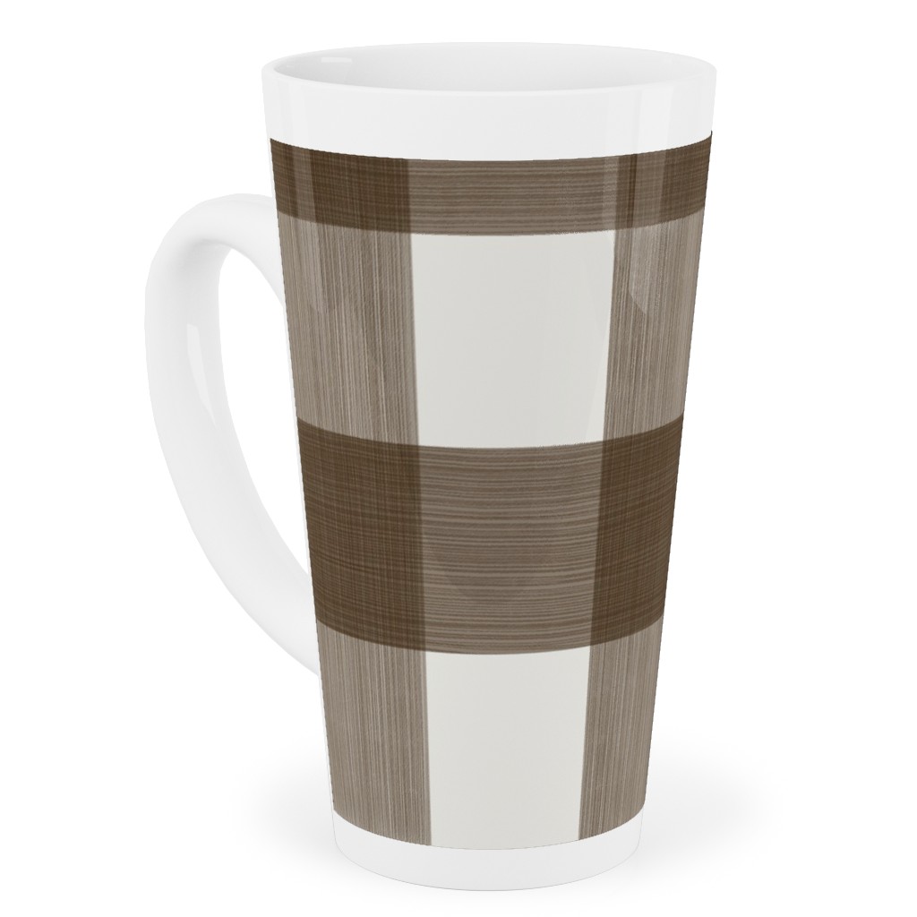 Cross Hatch Plaid Tall Latte Mug, 17oz, Brown, Granite